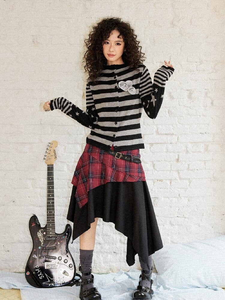 Punk Plaid Patchwork Irregular Skirt【s0000017899】