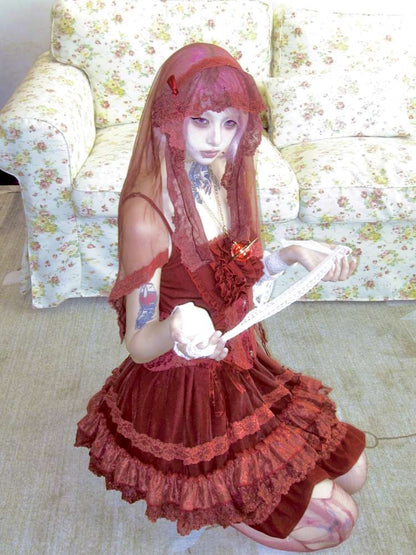 Dark Lolita Lace Mesh Sundress Dress【s0000014684】