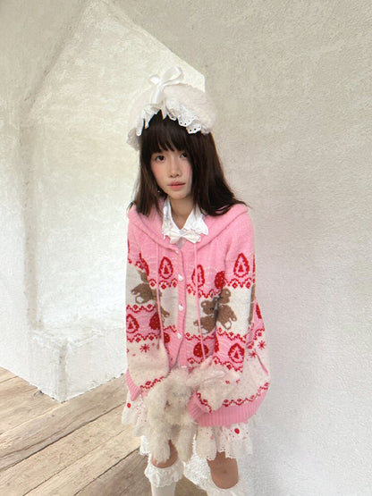 Bear Cake Fair Isle Cardigan【s0000018537】