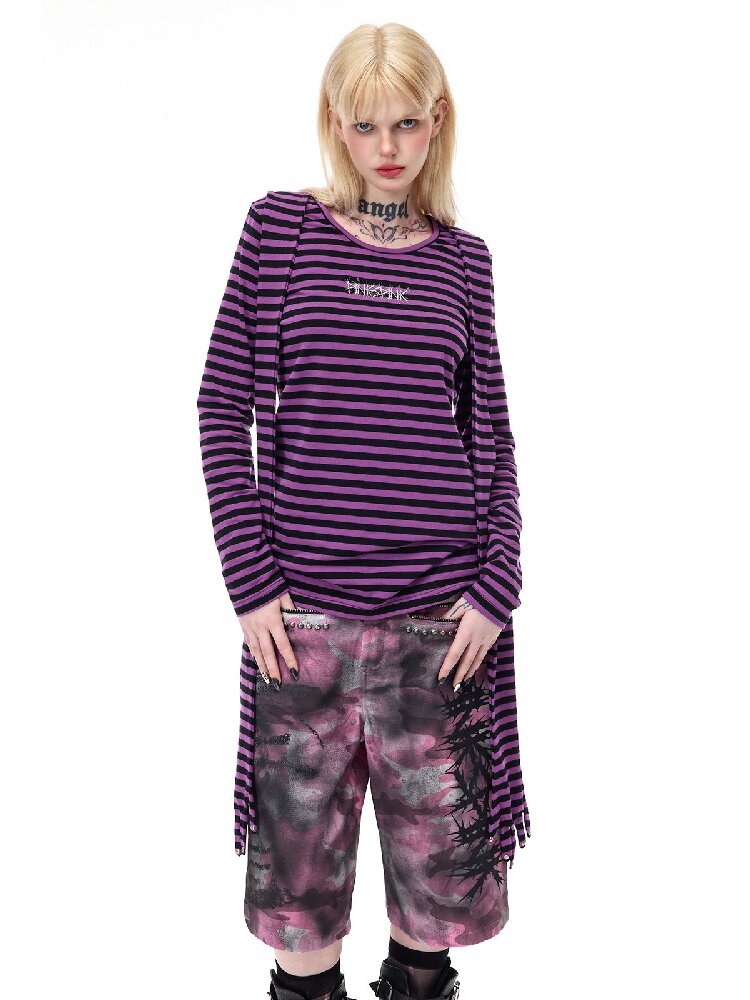 Studded Striped Sun Protection Top【s0000017720】