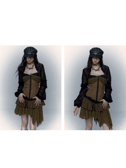 Lantern Sleeve Shoulder Lace Ultra Short Blouse【s0000009003】