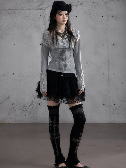 Lace Embroidered Knit Sweater【s0000019159】