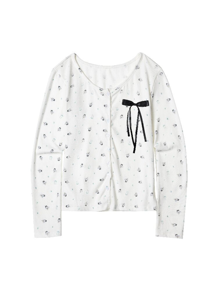 Bow Design Full Print Jacket Suit【s0000015863】