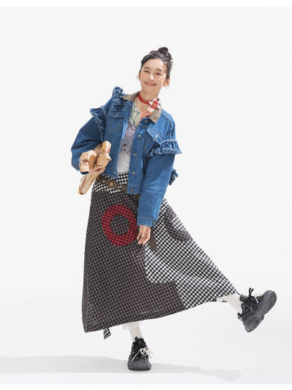 Plaid Denim Loose Trench Coat【s0000011319】