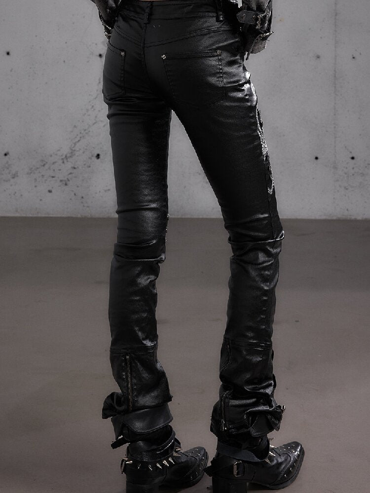 Washed Wax Leather Skinny Pants【s0000019162】