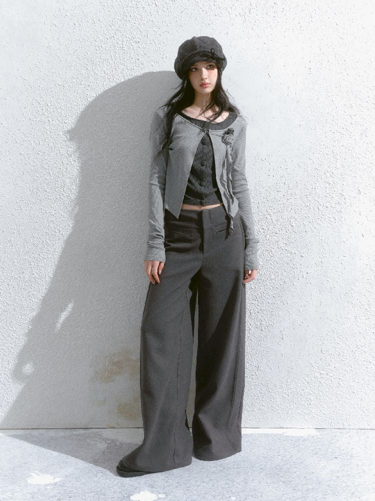 Round neck wool knit cardigan【s0000012139】
