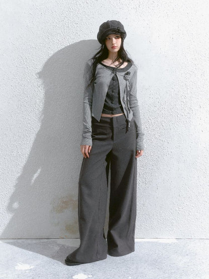 Round neck wool knit cardigan【s0000012139】