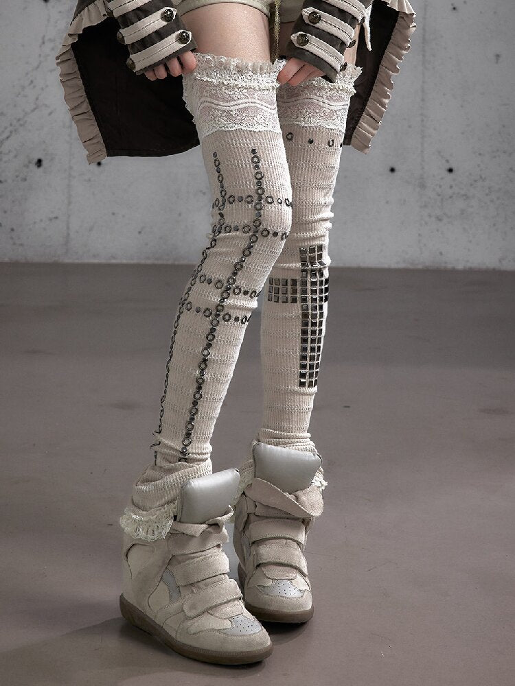 Lace Rhinestone Knit Leg Covers【s0000019164】