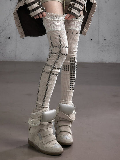 Lace Rhinestone Knit Leg Covers【s0000019164】