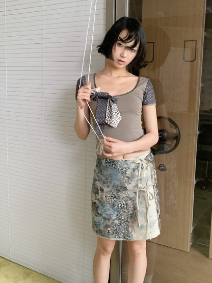 Leopard Polka Dot Patchwork T-Shirt【s0000018083】