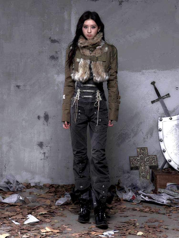 Washed Ripped Gold Filigree Denim Coat【s0000014653】