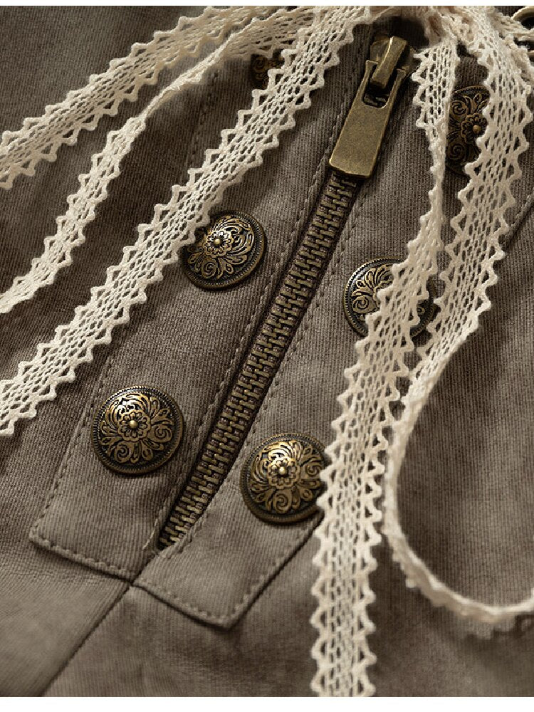 Vintage Court Lace Leather Shorts【s0000017862】