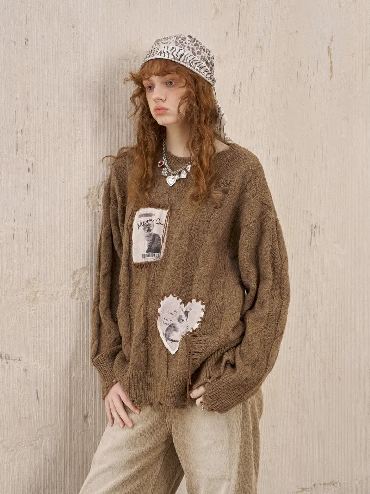 Long Sleeve Oversized Cable-Knit Pullover Sweater【s0000014051】
