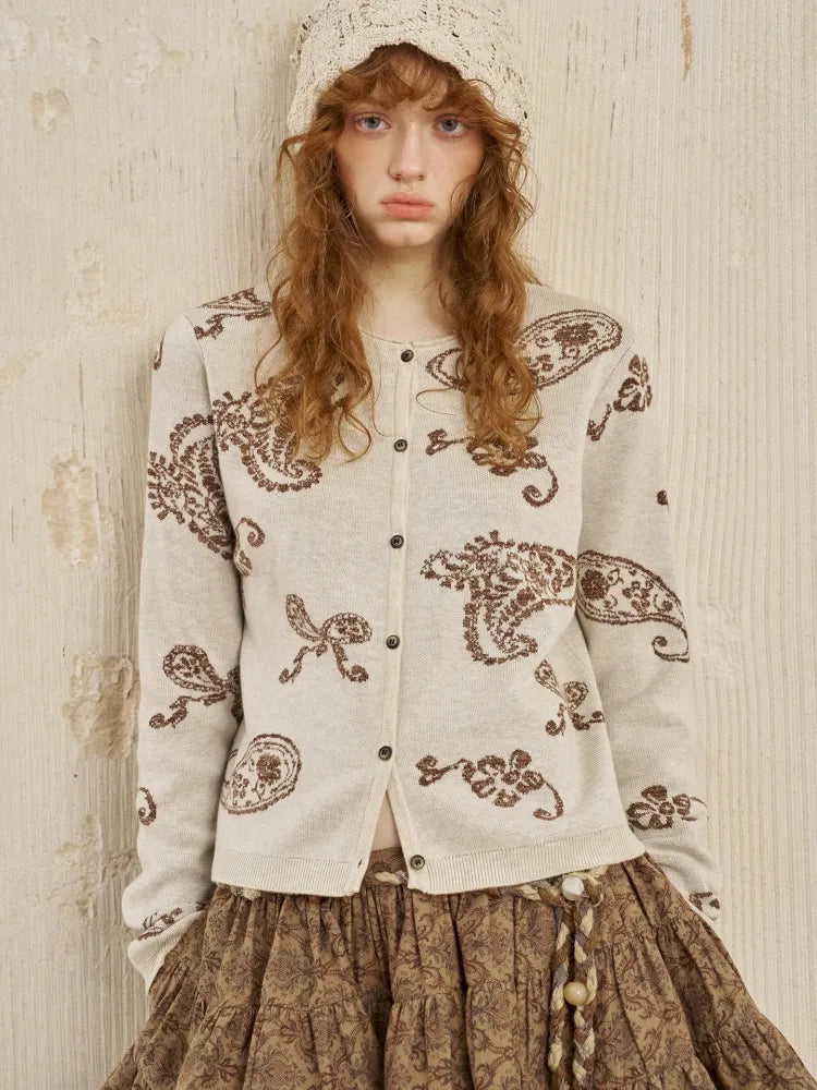 Jacquard Lightweight Long-Sleeve Soft-Fit Knit Cardigan【s0000014064】