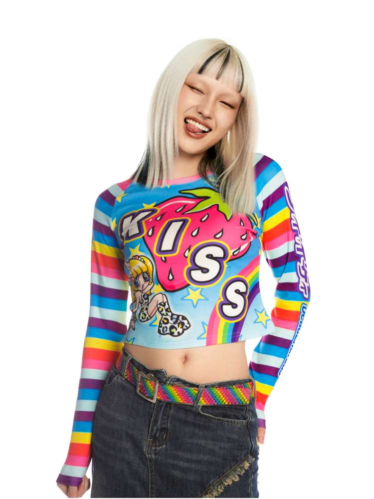 Sweet Cool Y2K Subculture Print Short Top【s0000014907】