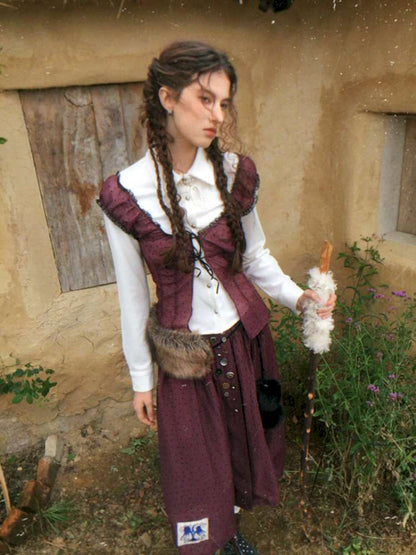 Button Vintage Polka Dot Chiffon Skirt【s0000014901】