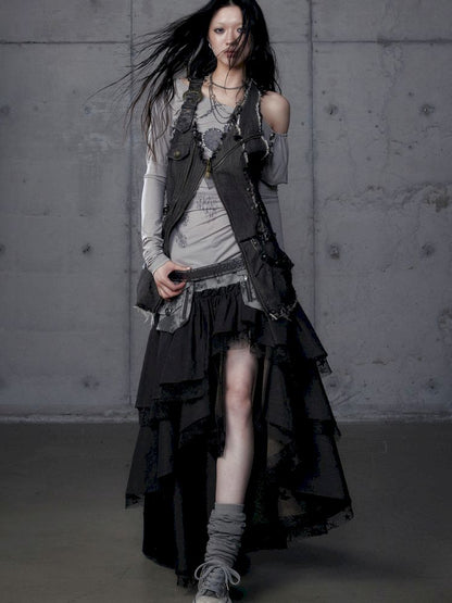 Stacked Waisted Irregular Vest【s0000013472】