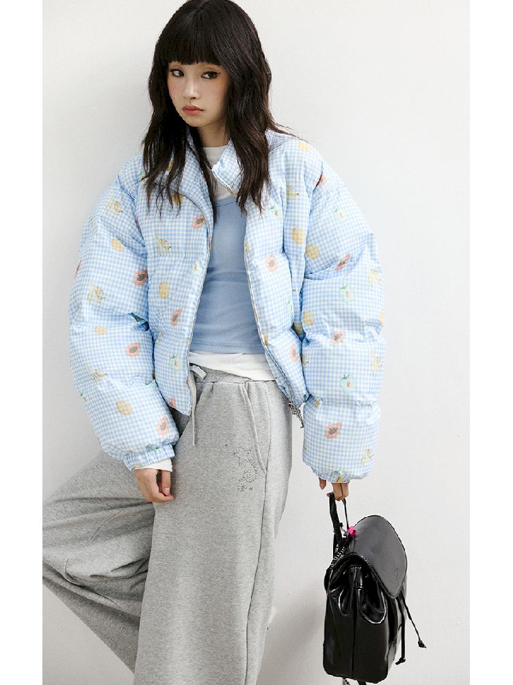 레트로 프린트 코튼 짧은 코트 [S0000011428]