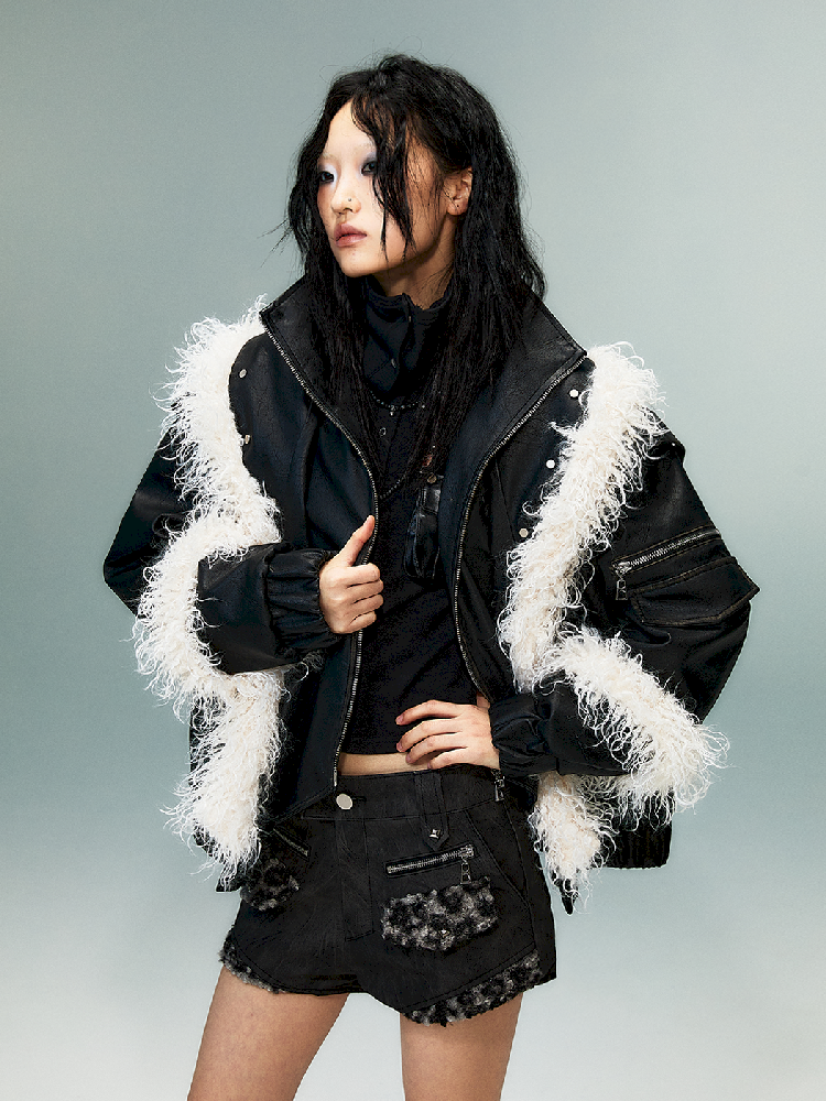 Fake Two Piece Leather Cotton Jacket【s0000011481】