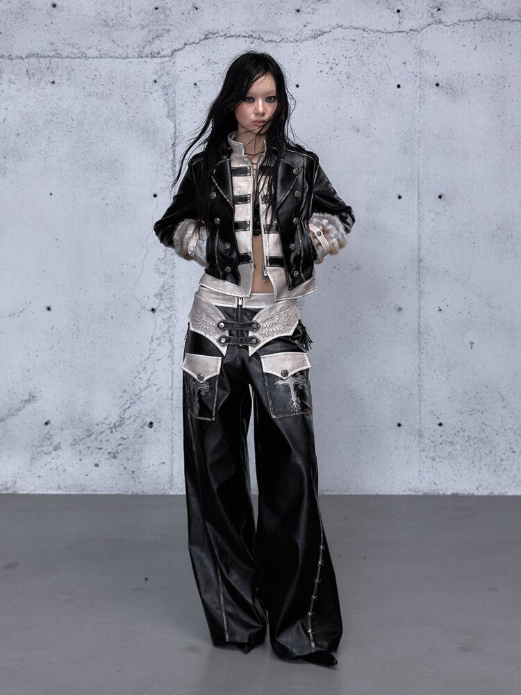 Fake Two Knight Leather Jacket【s0000015543】