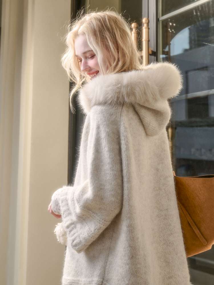 Thick Fleece Wool Knitted Cape Skirt Hooded【s0000014894】