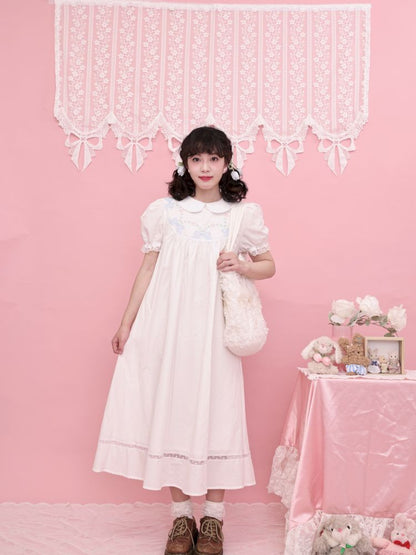 Neck Wreath Bow Embroidered Dress【s0000013491】
