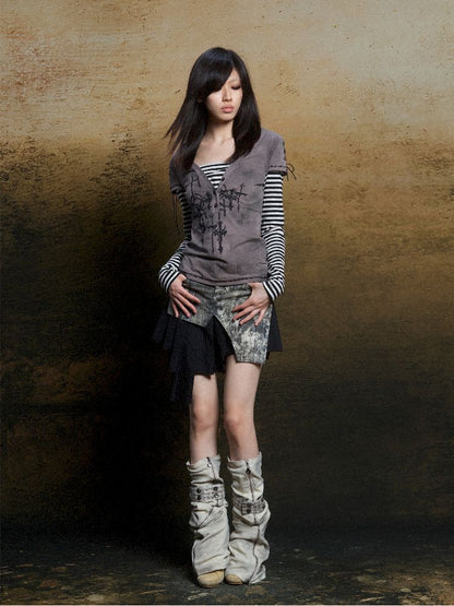 토템 크로스 인쇄 긴 슬리브 티셔츠 [S0000011819]