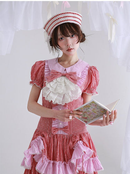 Vintage Red Striped Skirt Dress【s0000016551】