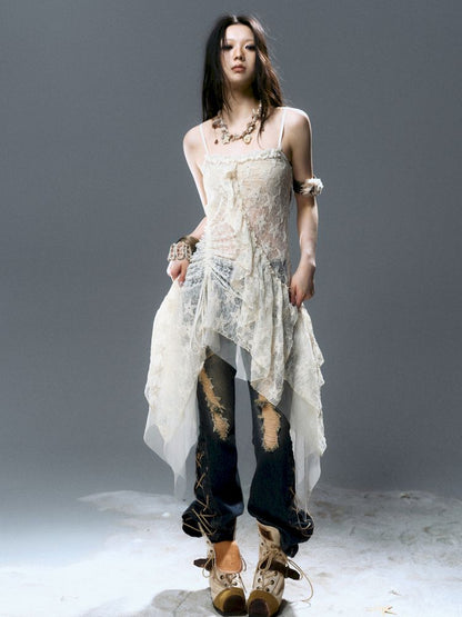 No-wash slim-fit ripped low-rise jeans【s0000012805】