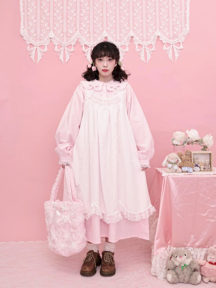Round Neck Embroidered Pink Lace Dress【s0000013494】