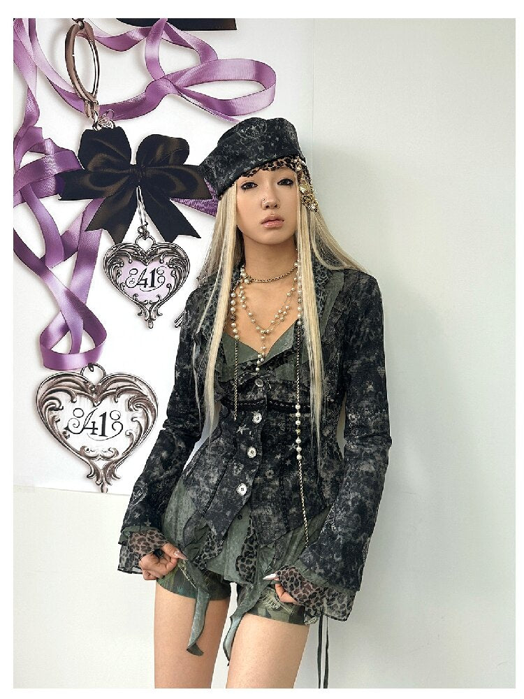 Vintage Mystic Print Lapel Jacket【s0000018054】
