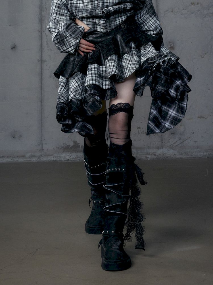 Heavy leather bustier skirt【s0000013467】