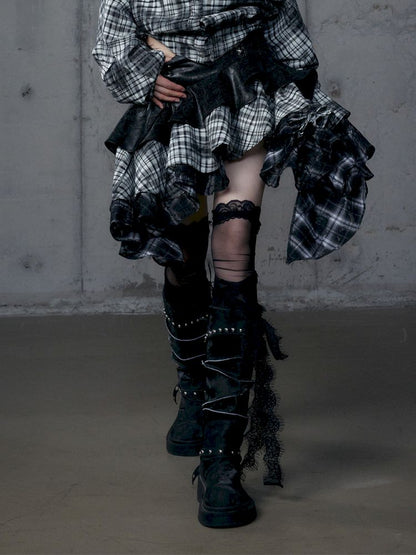 Heavy leather bustier skirt【s0000013467】