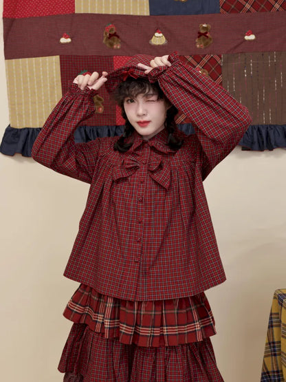 Bow-tie ruffled oversized shirt【s0000014172】