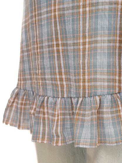 Vintage Plaid Bow Strap Top Dress【s0000017424】