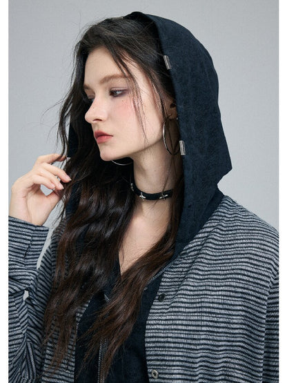 Fake Two-Piece Striped Hooded Cardigan【s0000016257】
