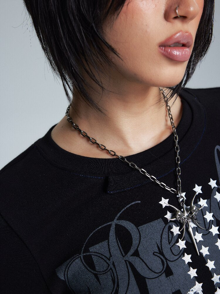 Asymmetrical Topstitch Mid Sleeve T【s0000016998】