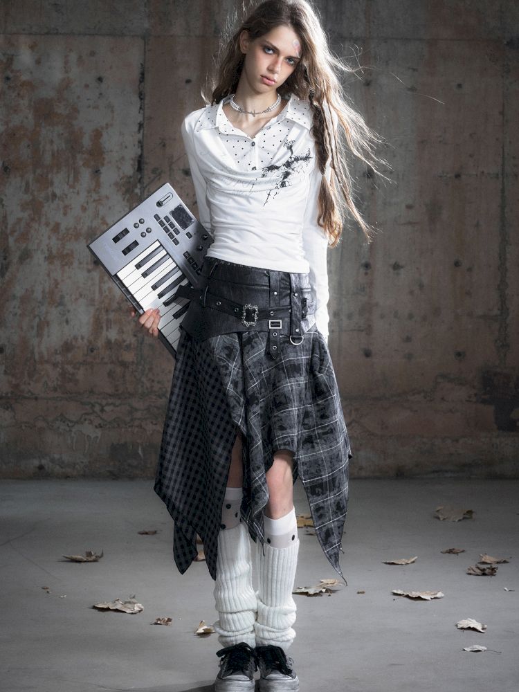 Punk splicing velvet bustier skirt【s0000013886】