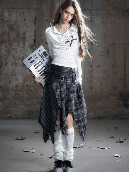 Punk splicing velvet bustier skirt【s0000013886】