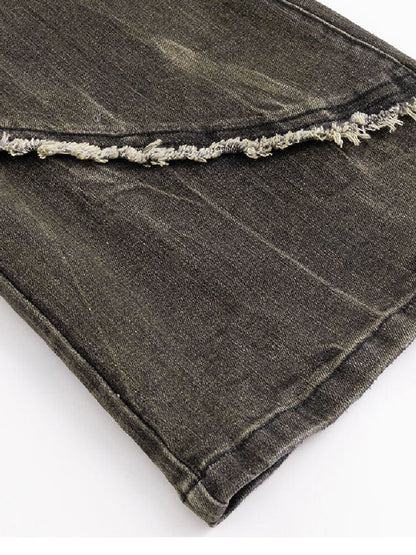 Riveted Distressed Dirty Dye Denim Pants【s0000019246】