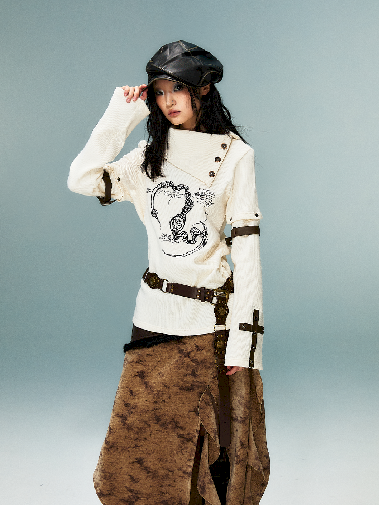 탈착식 긴 슬리브 니트 탑 [S0000011482]