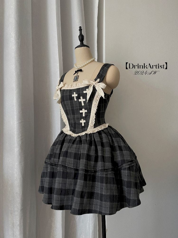 Waisted Fishbone Lace Bow Tie Dress【s0000011341】