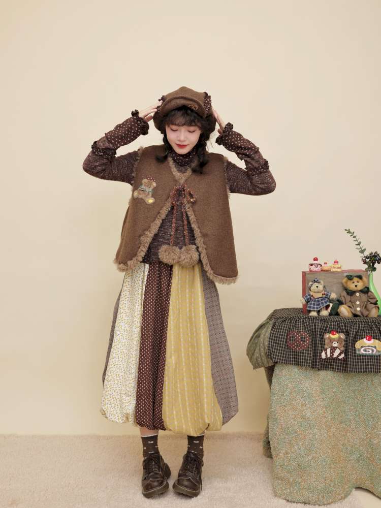 Vintage Girly Color-Blocked Floral Lace Base Layer【s0000014841】