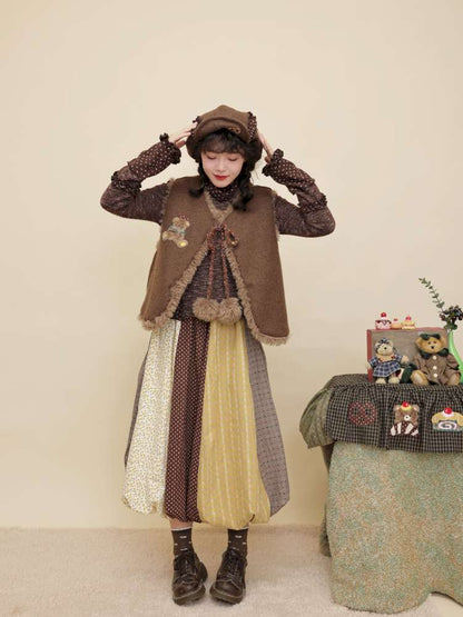 Vintage Girly Color-Blocked Floral Lace Base Layer【s0000014841】