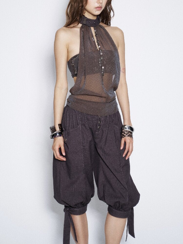 Melange Mesh Diamond Vest Top【s0000016678】