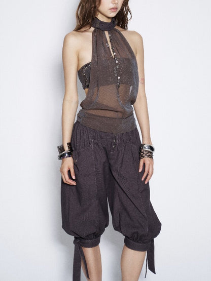 Melange Mesh Diamond Vest Top【s0000016678】