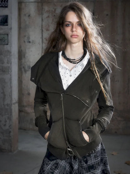 Oversized Collar Long-Sleeve Hoodie Jacket【s0000013967】