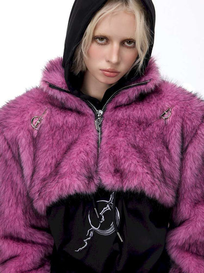 Gradient Fur Short Turtleneck Jacket【s0000015116】
