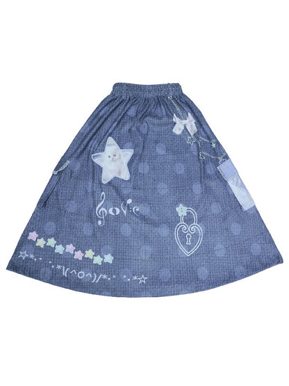 Faux Linen Polka Dot A-Line Skirt【s0000017131】
