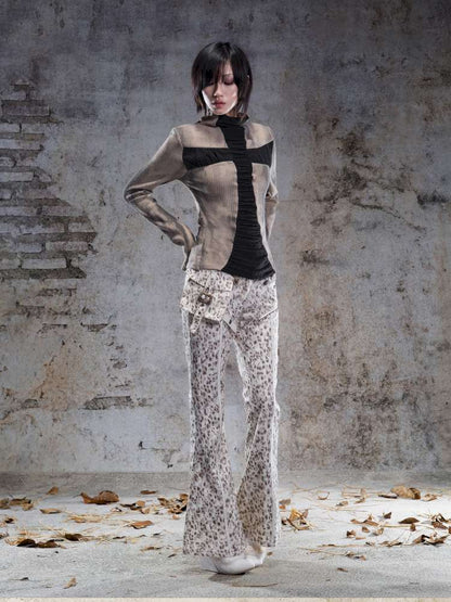 Straight-Leg Flared Low-Rise Pants【s0000014487】